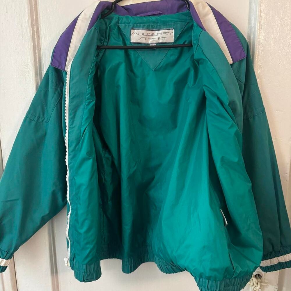 Vintage 80s Colorblock Dopamine Windbreaker Jacket Snow Après ski Teal Purple - Picture 4 of 8